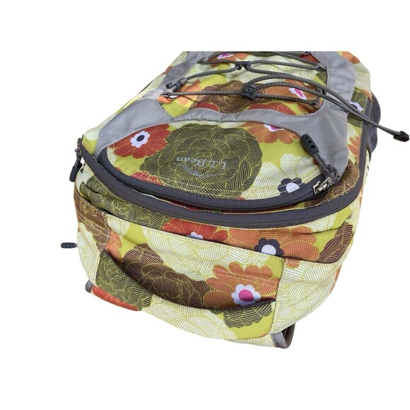 Y2K LL Bean North Ridge Laptop Bag Backpack Floral Yellow Gray Travel Hiking Vtg main image 4
